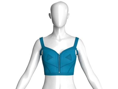 Girls Crop Bustier Top With Front Zip 3D 모델