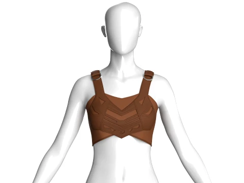 Girls Crop Top With Shoulder Metallic Rings 3D 모델