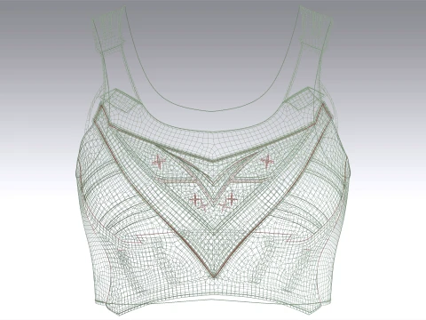 Girls Sage Crop Bralette Top 3D Model