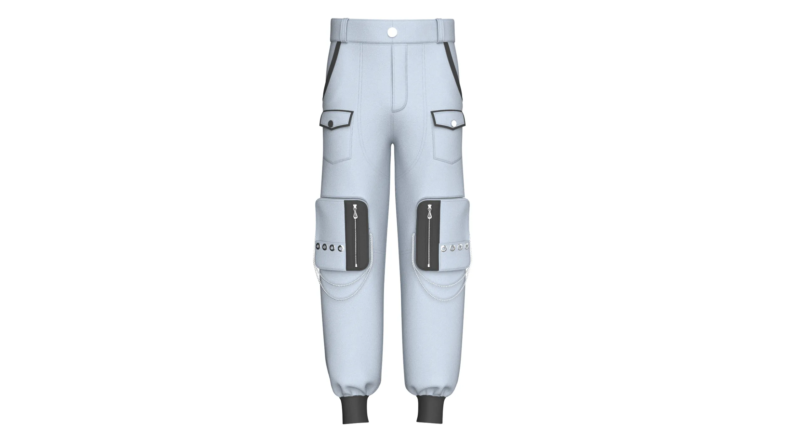 Men Cargo Pocket Jogger With Chains 3D Model .c4d .max .obj .3ds .fbx .stl .blend