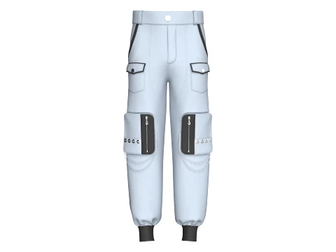 Men Cargo Pocket Jogger With Chains 3D 모델