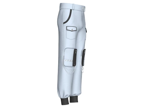 Men Cargo Pocket Jogger With Chains 3D Model