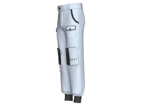 Men Cargo Pocket Jogger With Chains 3D Model