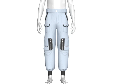 Men Cargo Pocket Jogger With Chains 3D Model