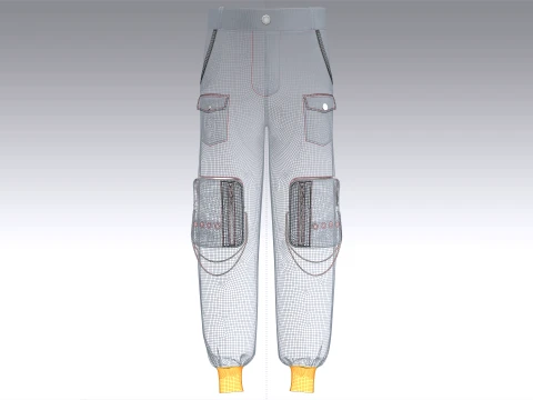 Men Cargo Pocket Jogger With Chains 3D Model
