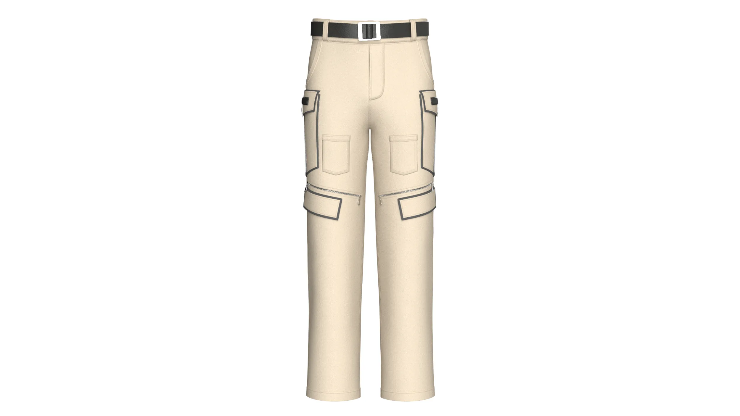 Men Cargo Pocket Pant With Black Belt 3D Model .c4d .max .obj .3ds .fbx .stl .blend 