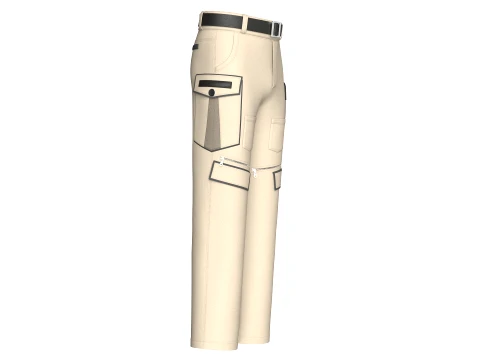 Men Cargo Pocket Pant With Black Belt 3D Model