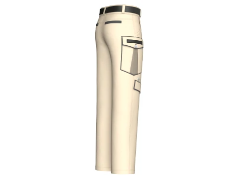 Men Cargo Pocket Pant With Black Belt 3D Model