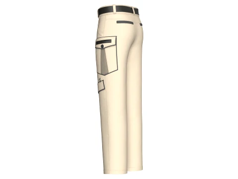 Men Cargo Pocket Pant With Black Belt 3D Model