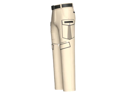 Men Cargo Pocket Pant With Black Belt 3D Model