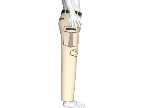 Men Cargo Pocket Pant With Black Belt 3D Model