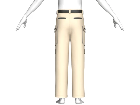 Men Cargo Pocket Pant With Black Belt 3D Model
