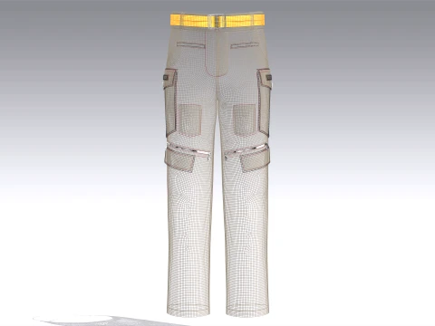 Men Cargo Pocket Pant With Black Belt 3D Model