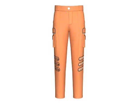 Men Cargo Pocket Pant With Eyelet Strap 3D 모델
