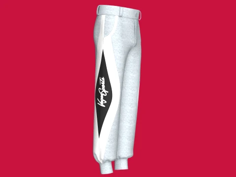 Men Color Black Curved Panel Jogger 3D Model
