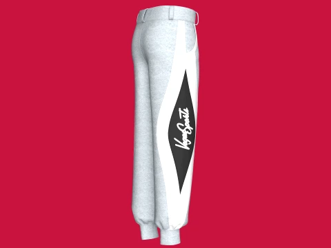 Men Color Black Curved Panel Jogger 3D Model
