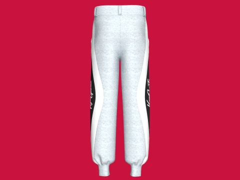 Men Color Black Curved Panel Jogger 3D Model