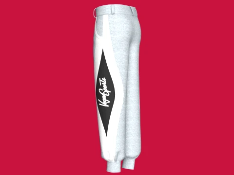 Men Color Black Curved Panel Jogger 3D Model