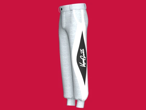 Men Color Black Curved Panel Jogger 3D Model