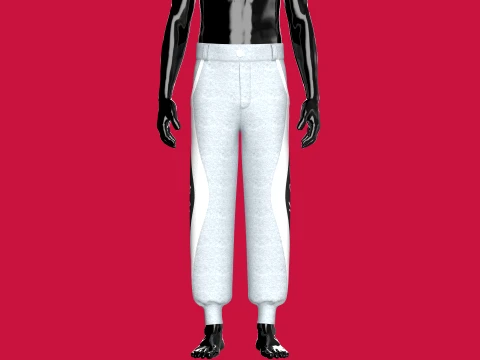 Men Color Black Curved Panel Jogger 3D Model