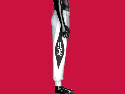 Men Color Black Curved Panel Jogger 3D Model