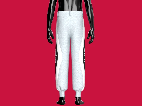 Men Color Black Curved Panel Jogger 3D Model