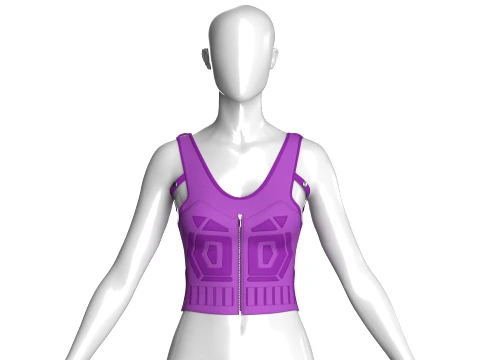 Girls Crop Top With Front Zipper 3D Modell