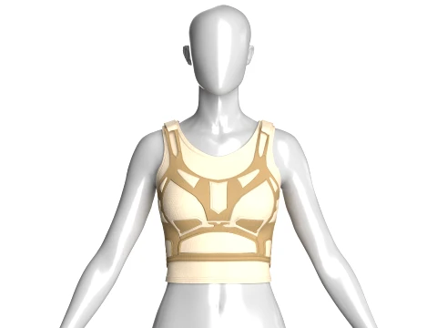 Girls Crop Top With Harness Piping 3D Modell