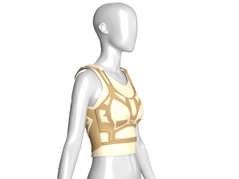 Girls Crop Top With Harness Piping 3D Model