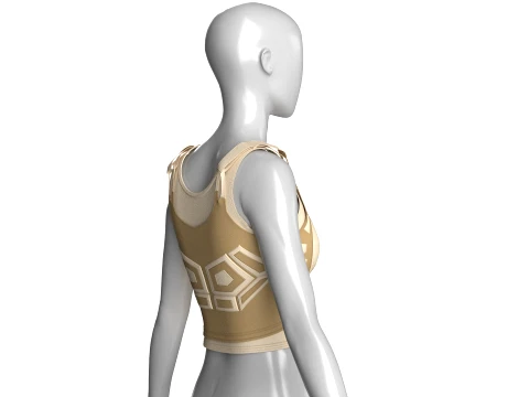Girls Crop Top With Harness Piping 3D Model