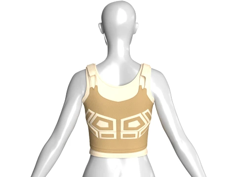 Girls Crop Top With Harness Piping 3D Model