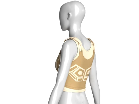 Girls Crop Top With Harness Piping 3D Model