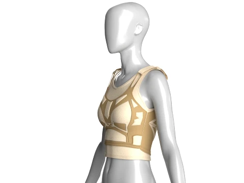 Girls Crop Top With Harness Piping 3D Model