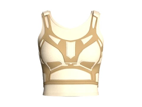 Girls Crop Top With Harness Piping 3D Model