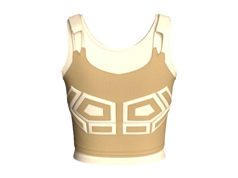 Girls Crop Top With Harness Piping 3D Model