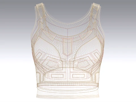 Girls Crop Top With Harness Piping 3D Model