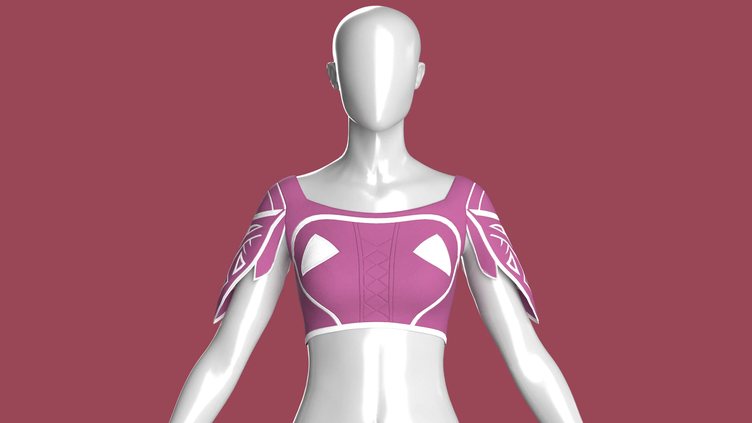 Girls Crop Top With White Panel 3D Model .c4d .max .obj .3ds .fbx .stl .blend