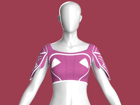 Girls Crop Top With White Panel 3D Modell
