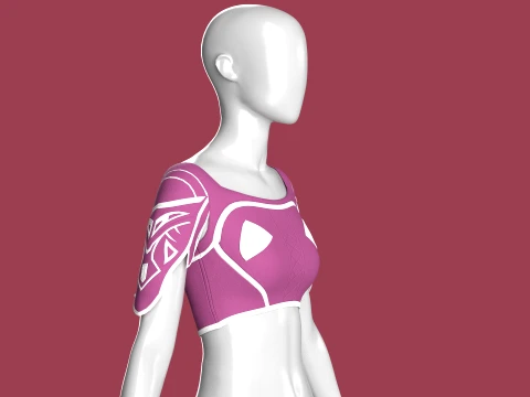 Girls Crop Top With White Panel 3D Model