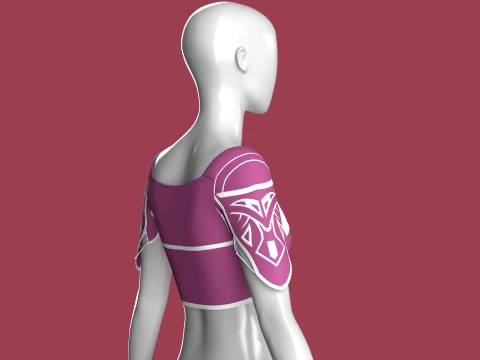 Girls Crop Top With White Panel 3D Model