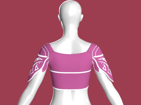 Girls Crop Top With White Panel 3D Model
