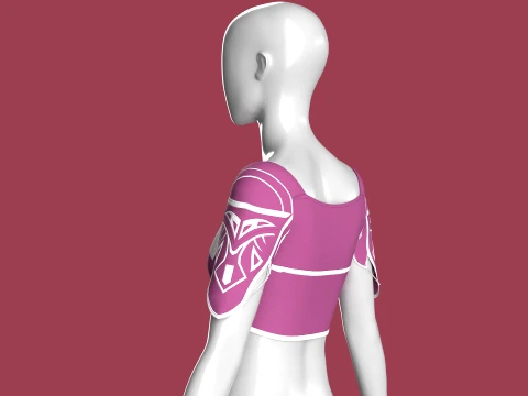 Girls Crop Top With White Panel 3D Model