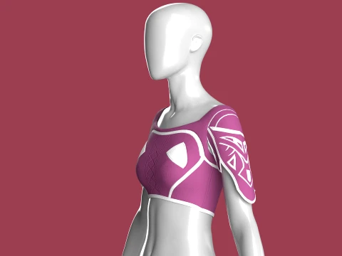 Girls Crop Top With White Panel 3D Model