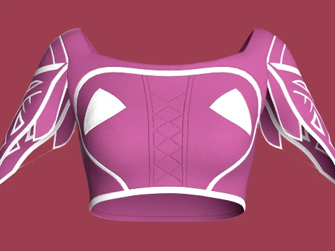 Girls Crop Top With White Panel 3D Model