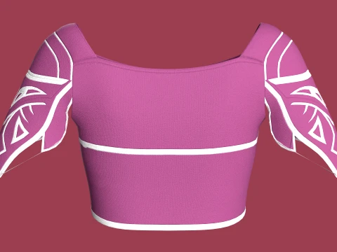 Girls Crop Top With White Panel 3D Model