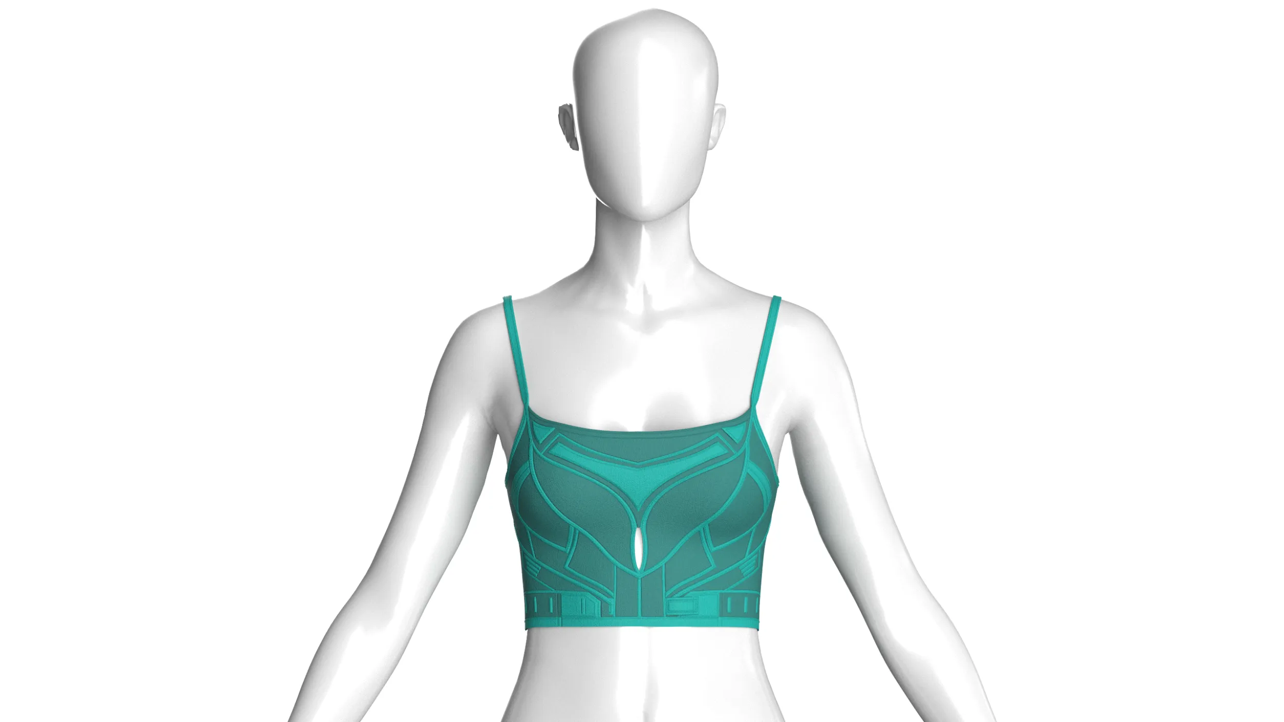 Girls Sleeveless Crop Top With Panel Print 3D Model .c4d .max .obj .3ds .fbx .stl .blend 