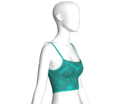 Girls Sleeveless Crop Top With Panel Print 3D Model