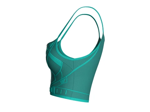 Girls Sleeveless Crop Top With Panel Print 3D Model
