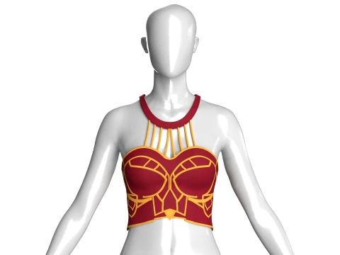 Girls Crop Top With Cage Halter Neck 3D Model
