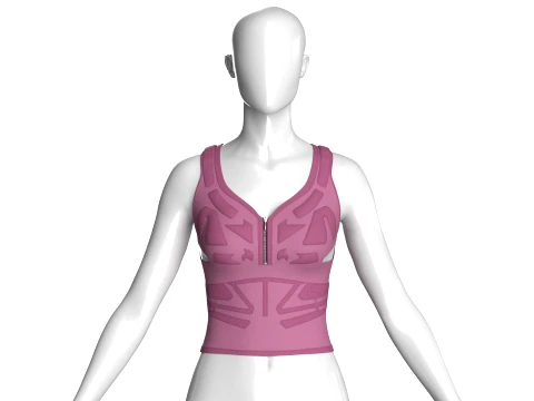 Girls Zip-Up Crop Top With Armor Plates 3D Model
